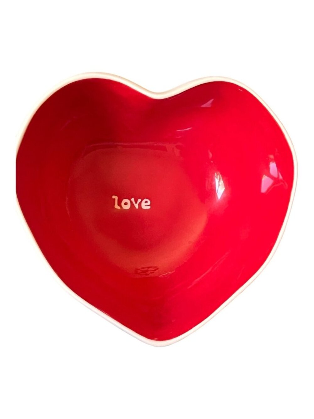 Pottery Barn Valentine Bowl "Love" Red & White 5"wide Ceramic Romance READ Gift